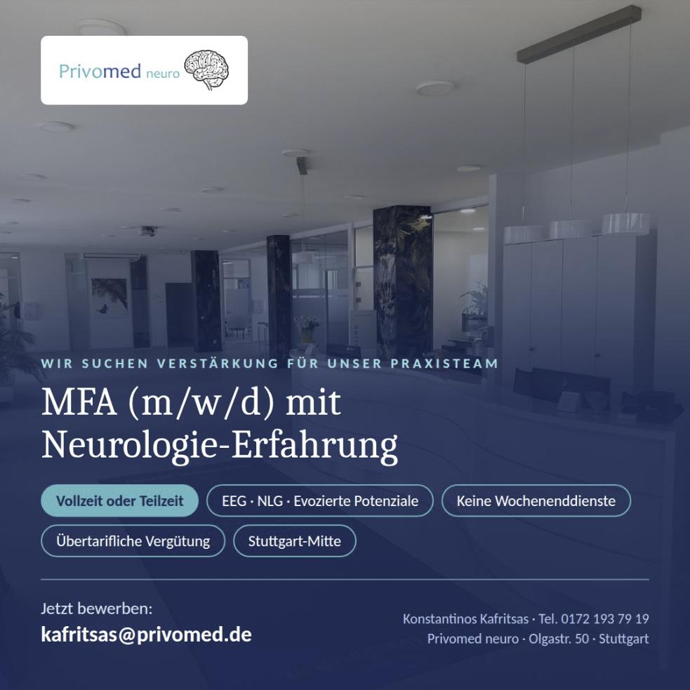Stellenangebot MFA mit Neurologie-Erfahrung